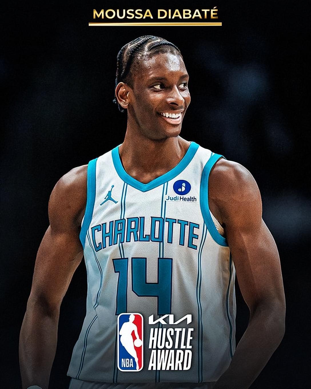 体彩-NBA官方：黄蜂内线迪亚巴特荣膺拼搏奖 击败追梦哈特等对手